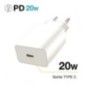 Chargeur Secteur entrée type-C  20W + cable lightning vers type-C 1M