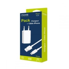 Pack chargeur secteur 1A 1 Port USB 5W + 1 Câble Lightning pour iPhone 1 mètre